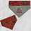 Thumbnail: Christmas Over the Collar Bandana with red poinsetta print and grey solid embroidered with Believe in the Magic of Christmas