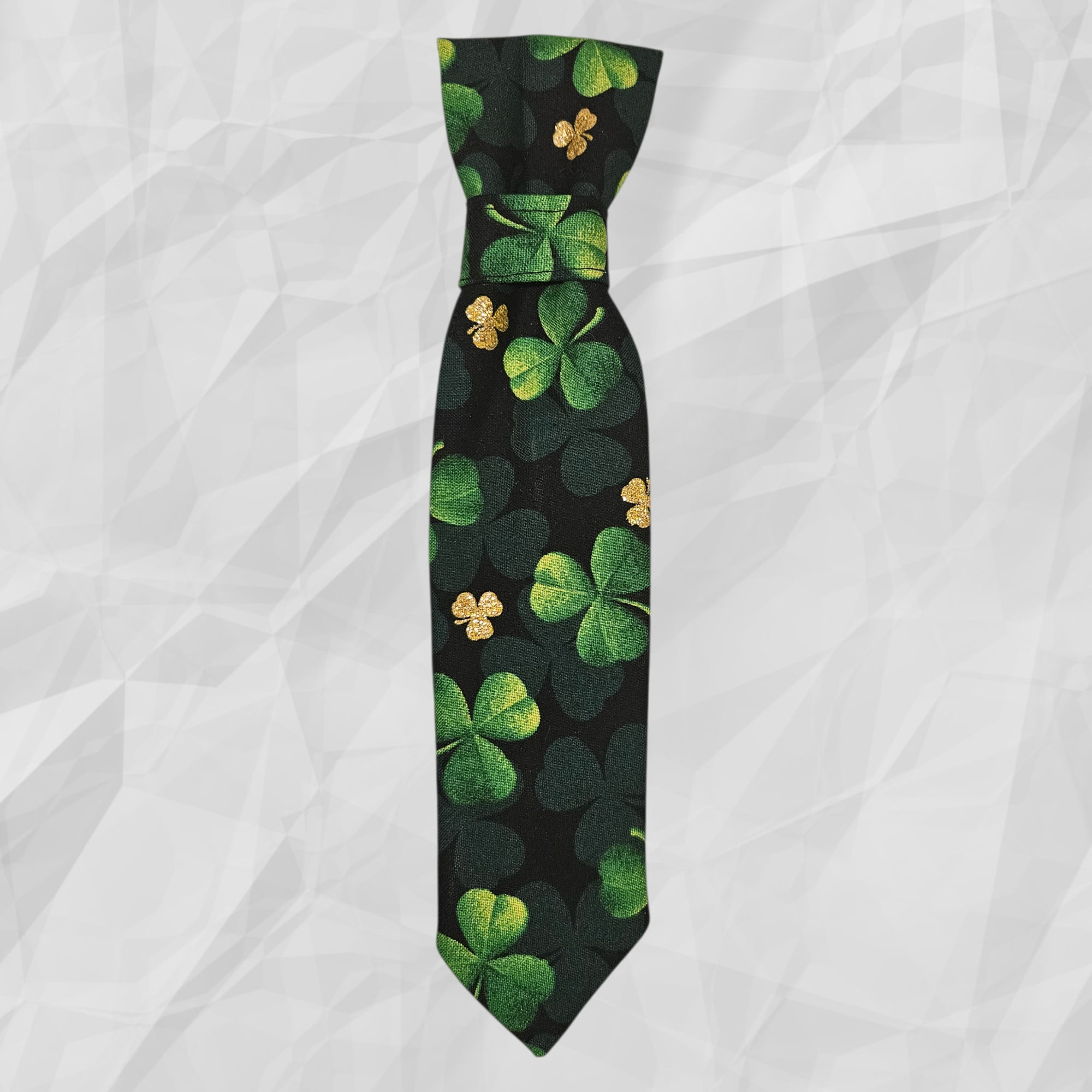 St. Patrick's Day over the collar formal tie with dark green and sparkled shamrock fabric
