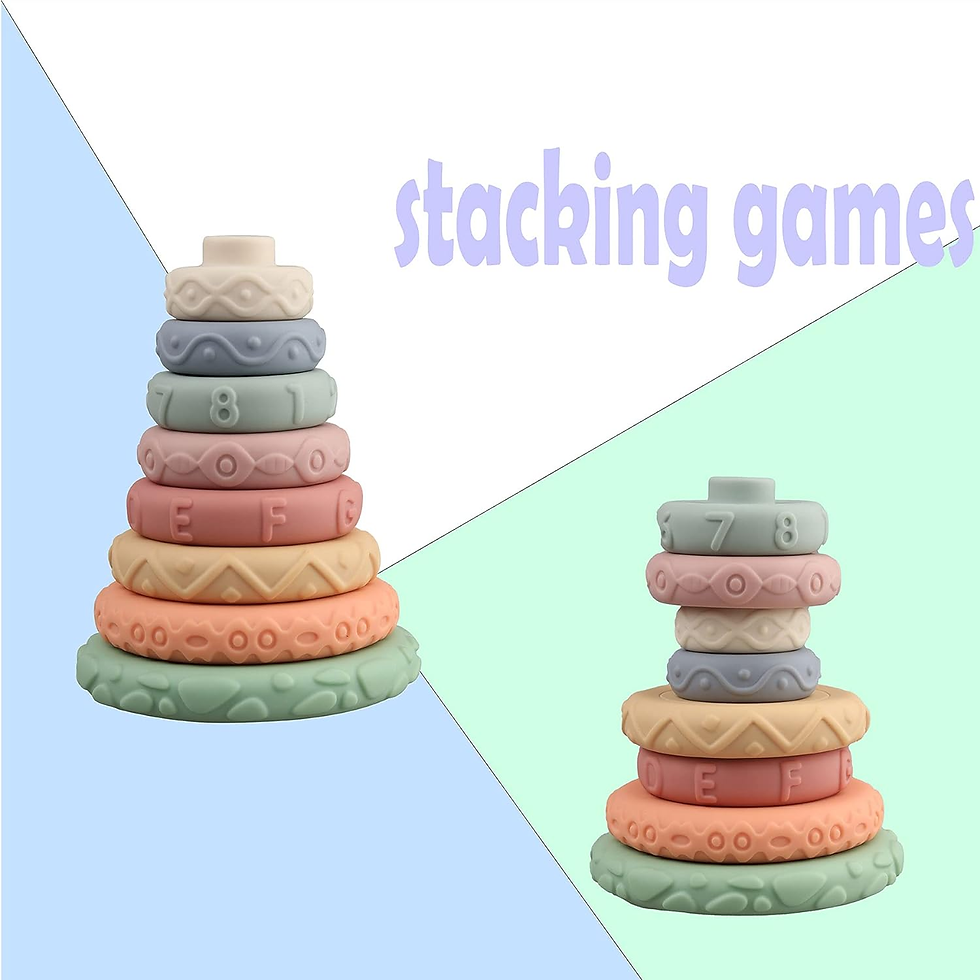 Thumbnail: 8 Pcs Stacking Rings Soft Toys for Babies Newborn 0 3 4 5 6 12 18 Months 1 Year