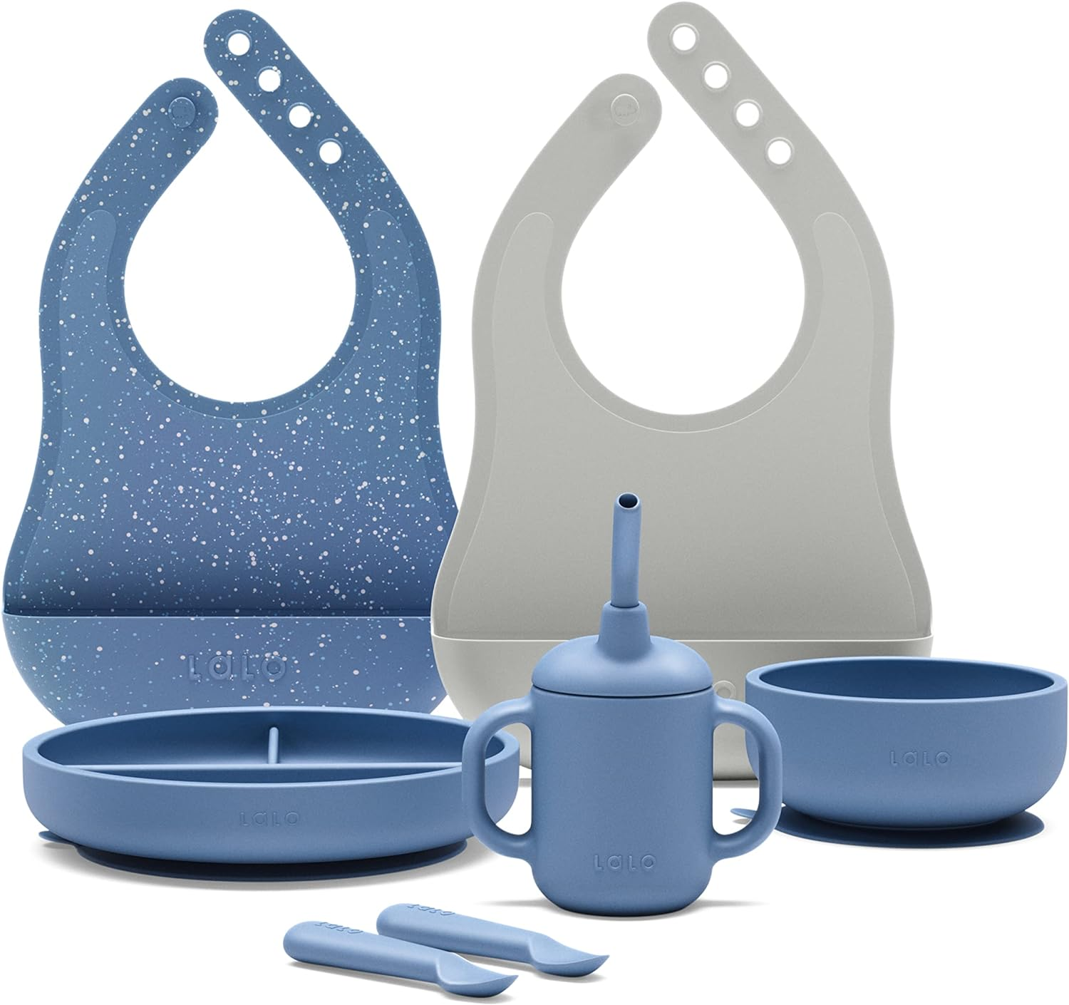 Lalo First Bites Silicone Baby Feeding Set - Baby Led Weaning Supplies - Non-Tox