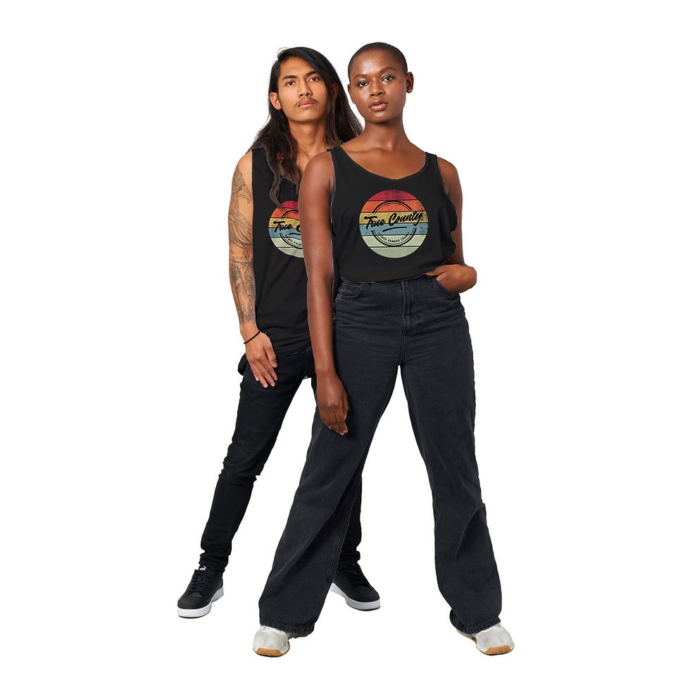 Thumbnail: Retro Sunset Round True County Premium Unisex Tank Top