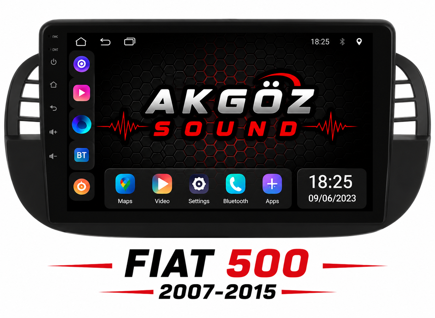FIAT 500 2007-2015 MULTİMEDYA ÇERÇEVESİ 9 İNÇ SOKETLERİ İÇİNDE