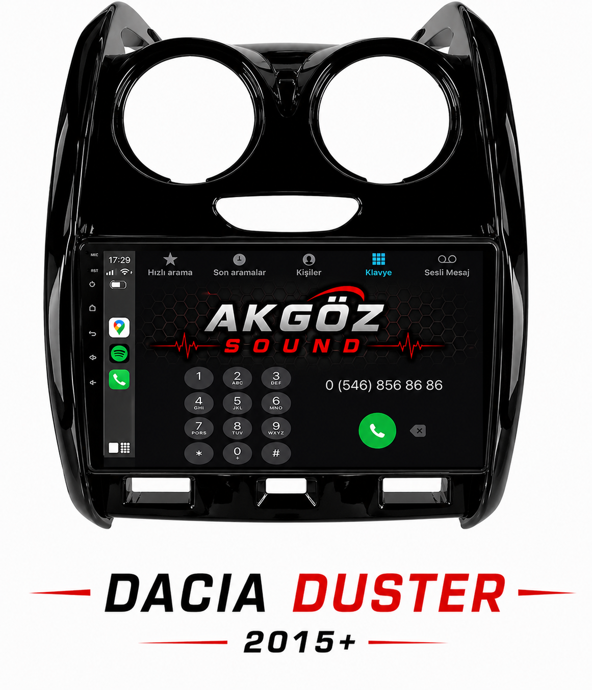 DACIA DUSTER 2015+ MULTİMEDYA ÇERÇEVESİ 9 İNÇ SOKETLERİ İÇİNDE