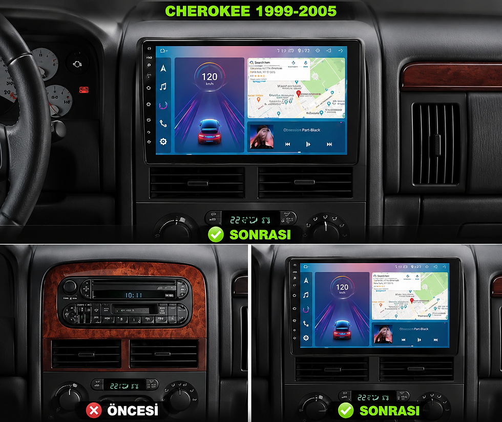 Küçük resim: JEEP GRAND CHEROKEE 1999-2005 MULTİMEDYA ÇERÇEVESİ  9 İNÇ SOKETLERİ İÇİNDE