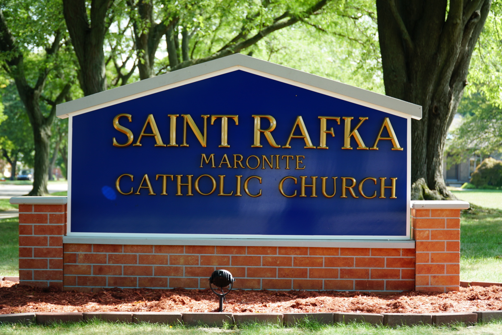 Saint Rafka Maronite Church exterior sign