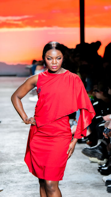 Red satin dress
