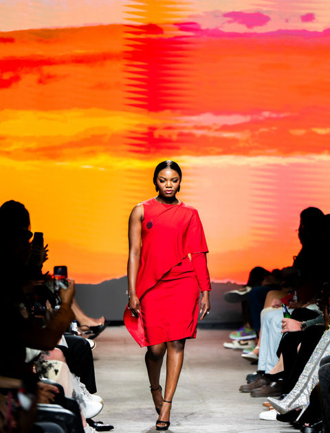 Red satin dress
