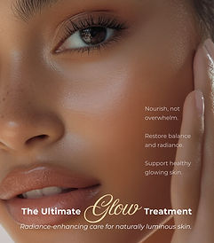 Editorial medspa marketing image showcasing healthy glowing skin and refined typography