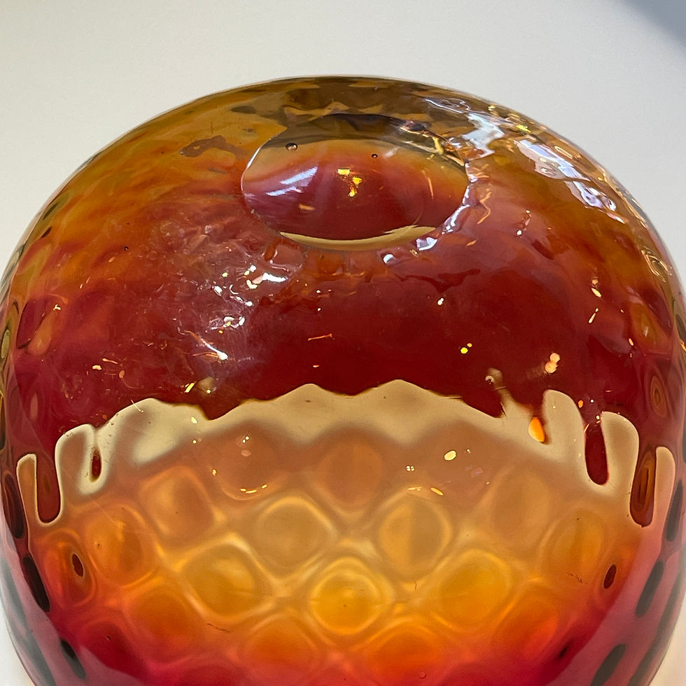 Thumbnail: Mt. Washington Glass Rose Amber Diamond Optic Finger Bowl
