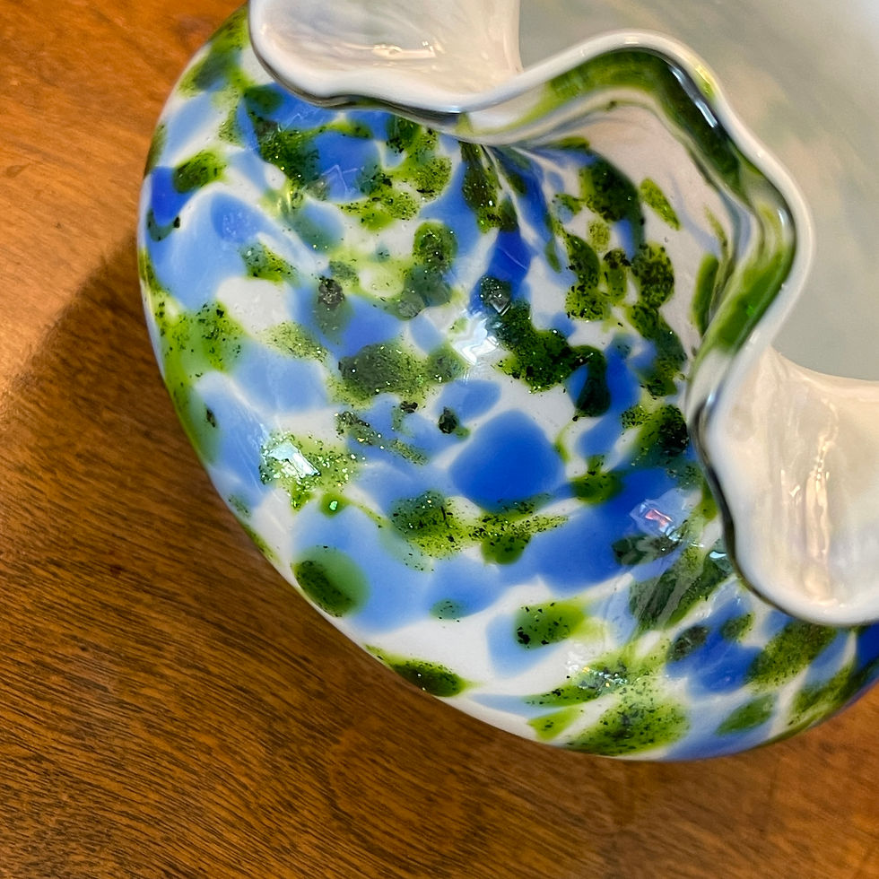 Thumbnail: Fenton Vasa Murrhina Adventurine Green with Blue 4" Vase