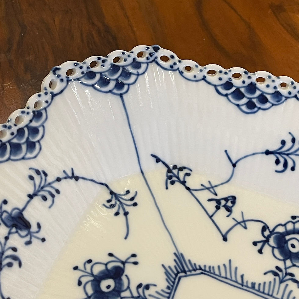 Thumbnail: Royal Copenhagen Blue Fluted Full Lace Rectangular Cake Plate