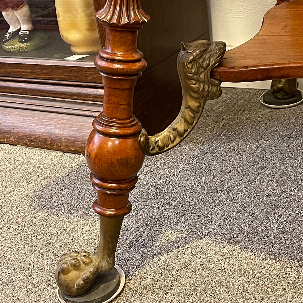 Thumbnail: Victorian Cherry Parlor Table with Brass Accents