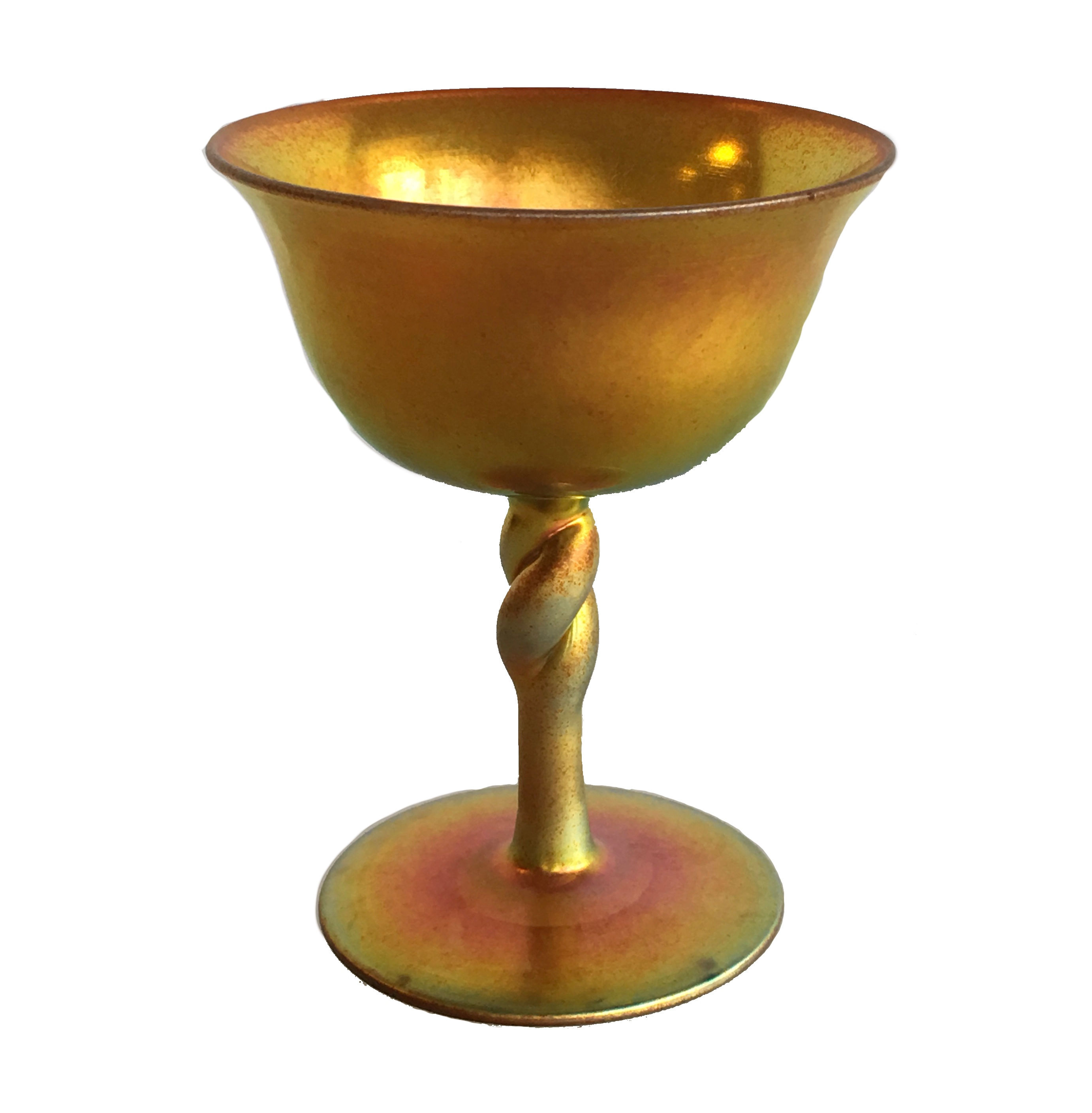 Steuben Gold Aurene Twist Stem Wine Goblet