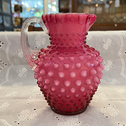 Fenton Wild Rose Overlay Syrup Jug | shopantiques4u