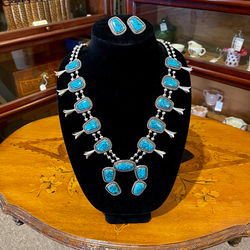 Goldette Faux Turquoise Squash Blossom Set