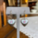 Thumbnail: Brass Enamel Heart Dangle Earrings