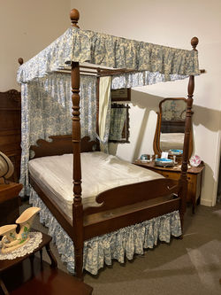 Antique Canopy Bed with Curtains