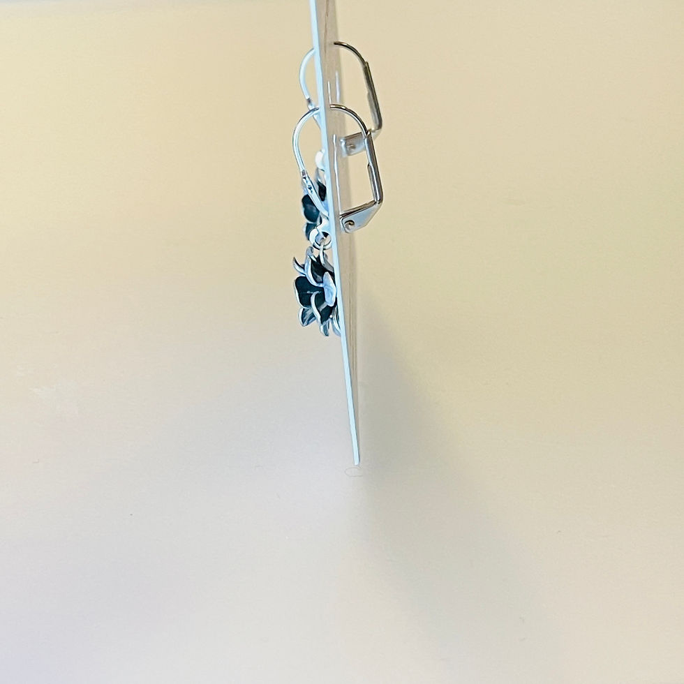 Thumbnail: Silver Enamel Rosette Earrings