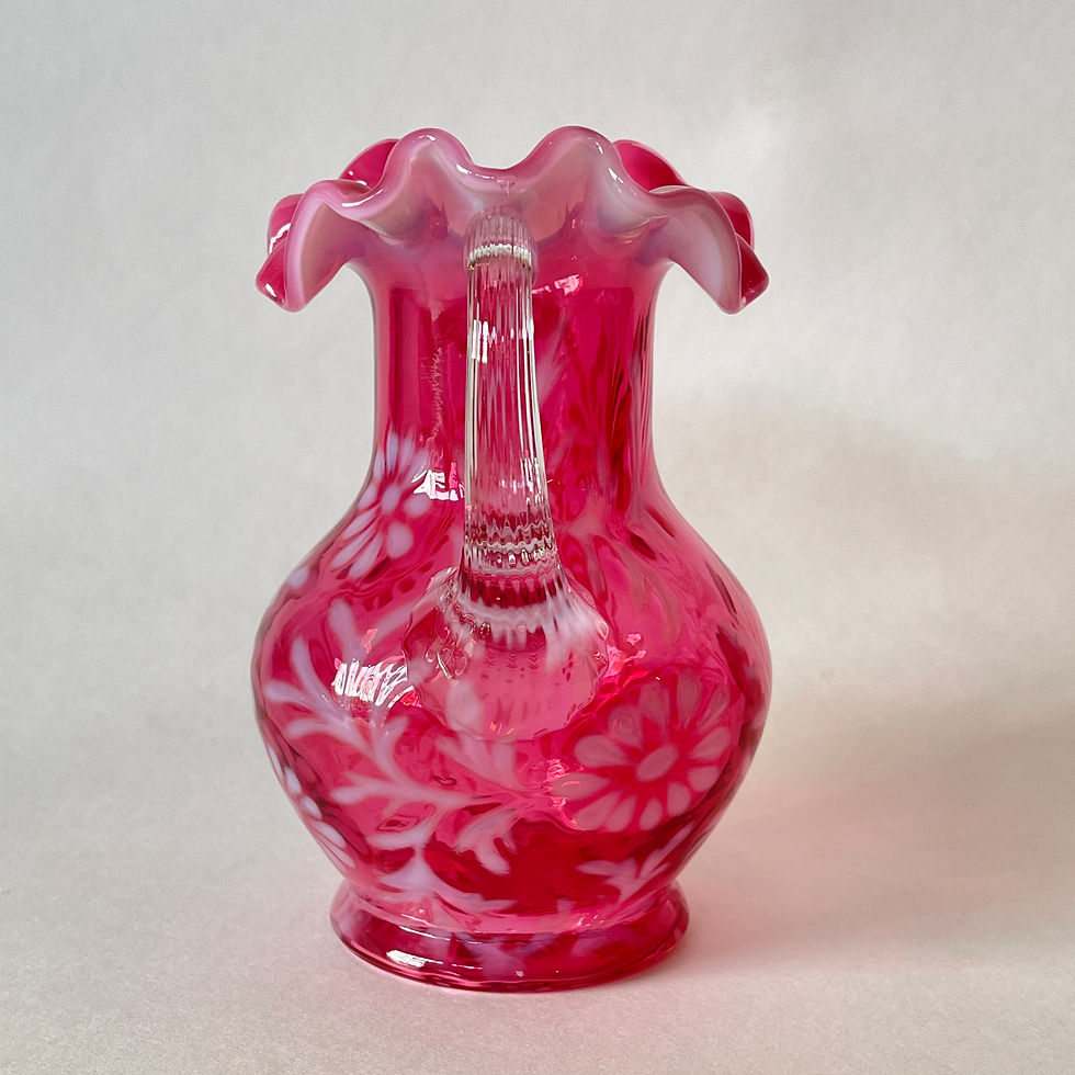 Thumbnail: Fenton for L.G. Wright Cranberry Daisy and Fern Creamer