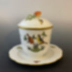 Herend Hungary Rothschild Bird Covered Pot with Attached Underplate