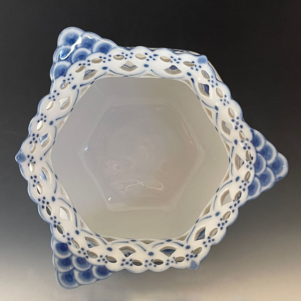 Thumbnail: Royal Copenhagen Blue Fluted Full Lace Open Sugar Bowl