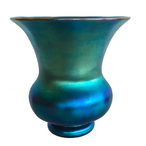 Steuben Blue Aurene Shade Vase