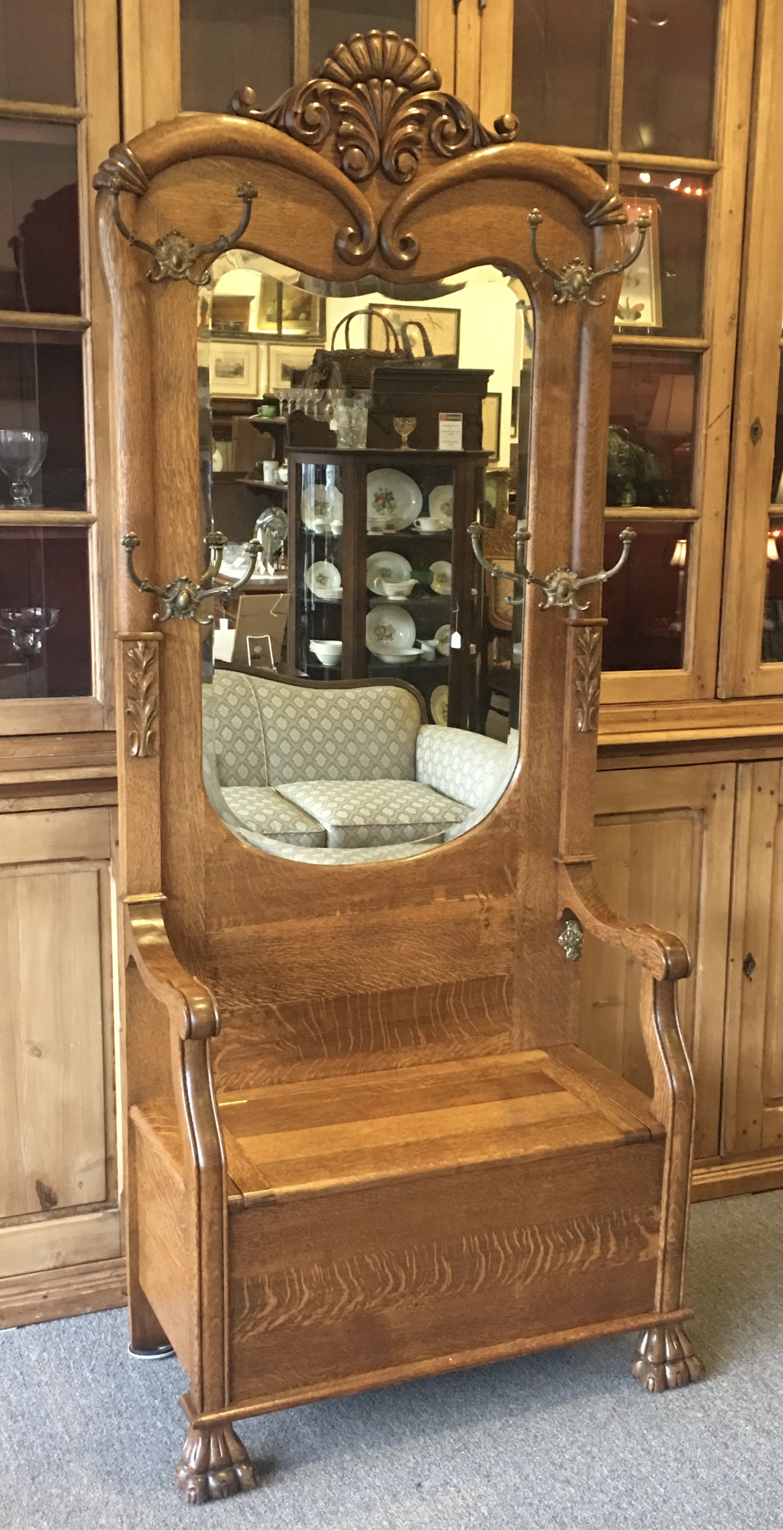 Mirrored Oak Hall Tree