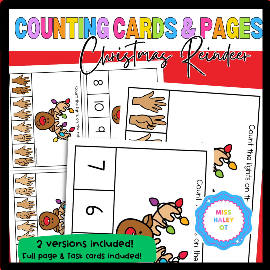 Christmas Reindeer Counting Cards & Pages (Multiple versions included)