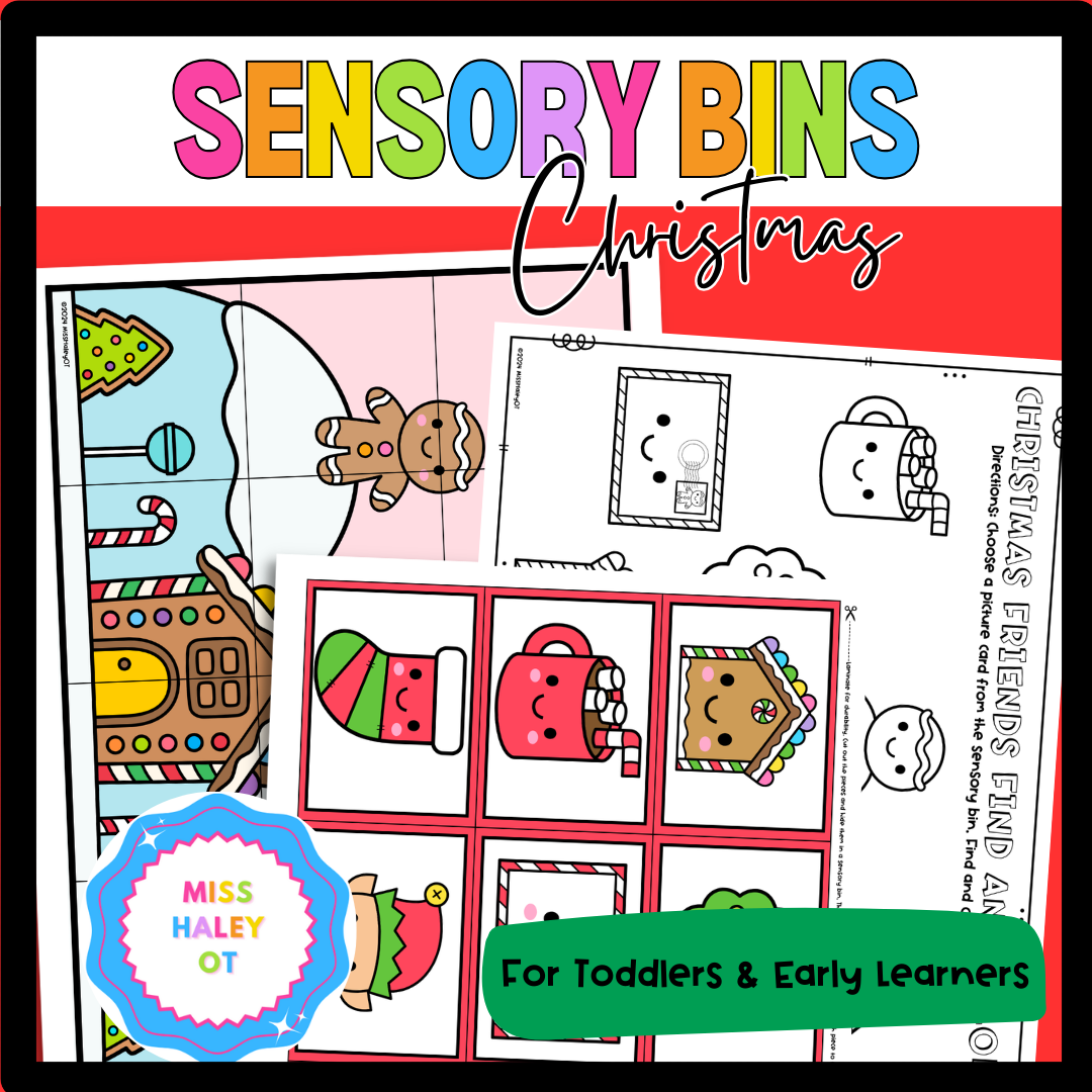 Christmas Sensory Bin Activity Set – Printable Matching Mats, Puzzles & Coloring