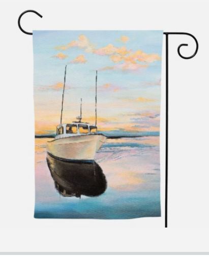 Garden Flag | Outer Banks Boating Sunset Cruise Coastal Patio and Lawn Decor