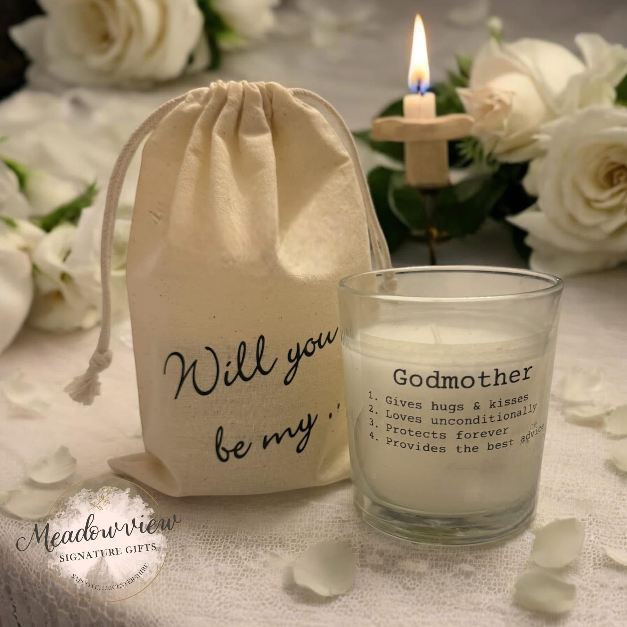 "Will you be my Godmother?" Candle Keepsake
