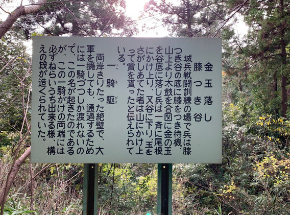 金玉落としの谷 看板