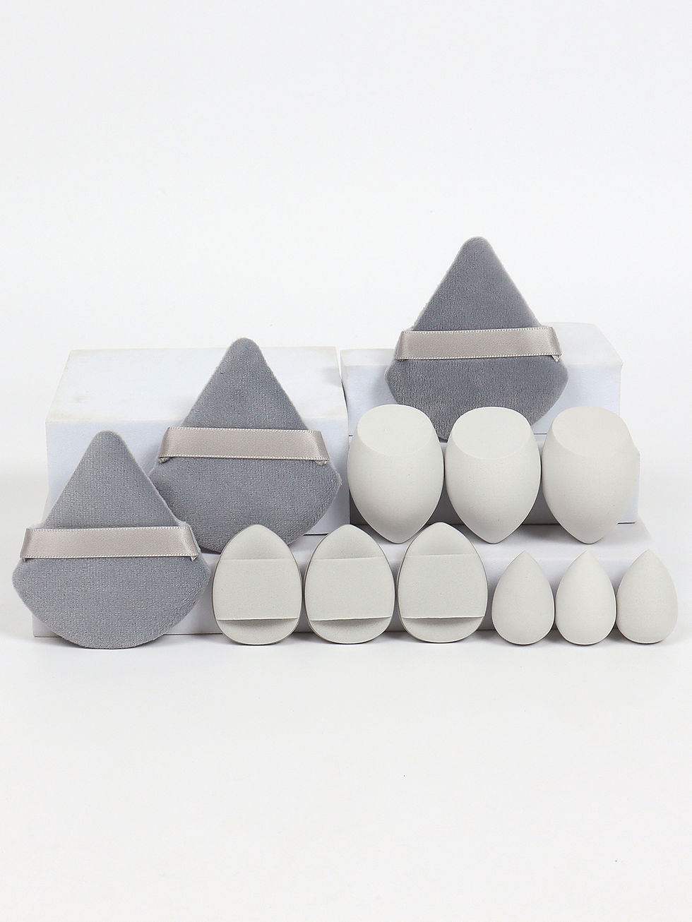 Thumbnail: 12-Piece Makeup Sponge & Velvet Powder Puff Set - Professional Beauty Blender Ki