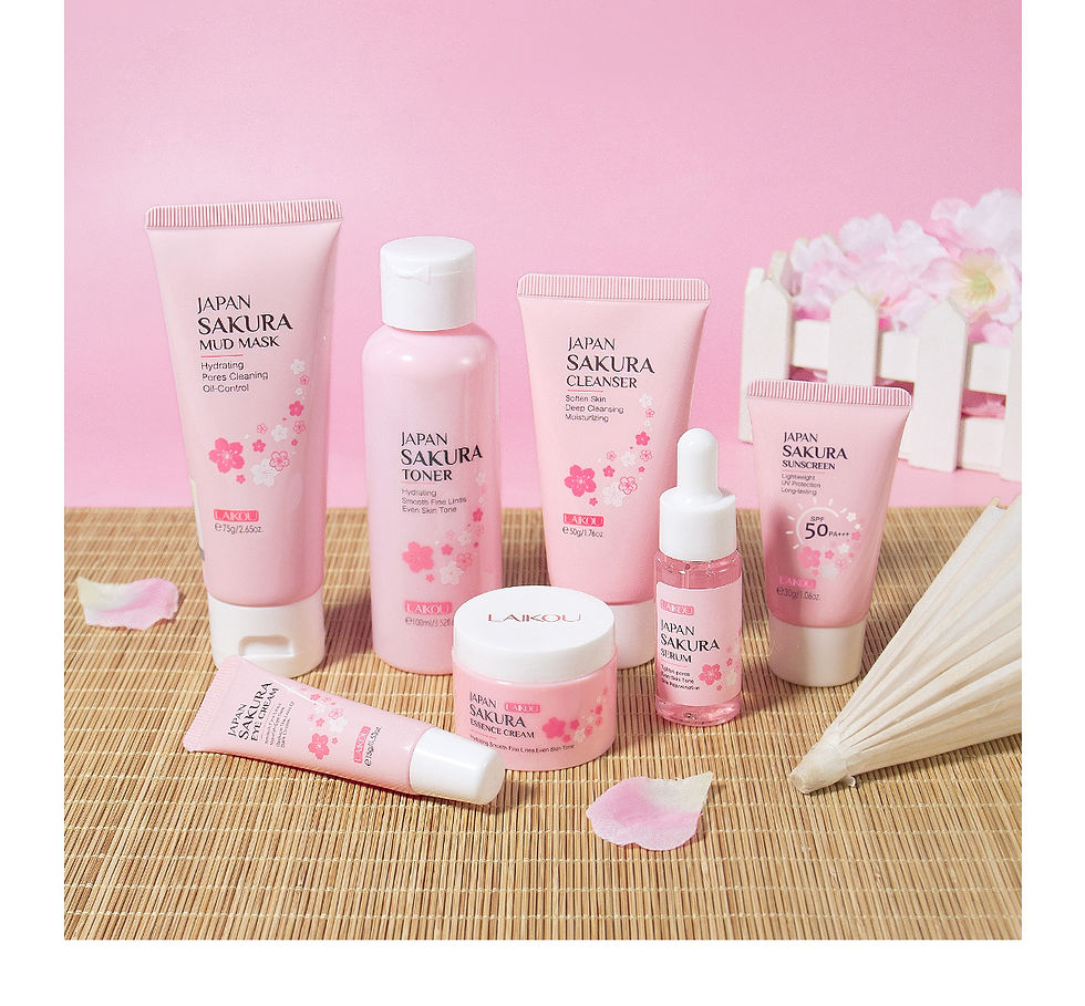 Thumbnail: LAIKOU Japan Sakura Skincare Set - 7-Piece Full Facial Routine & Mud Mask Kit