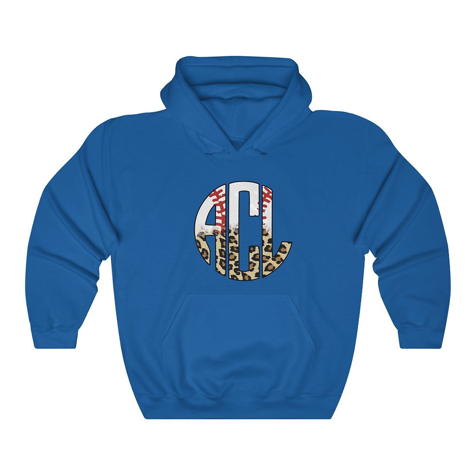 Thumbnail: Baseball Leopard Monogram Unisex Heavy Blend™ Hooded Sweatshirt