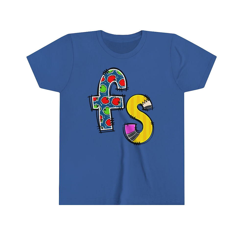 Thumbnail: Bella Canvas Youth Short Sleeve Tee FS school letters