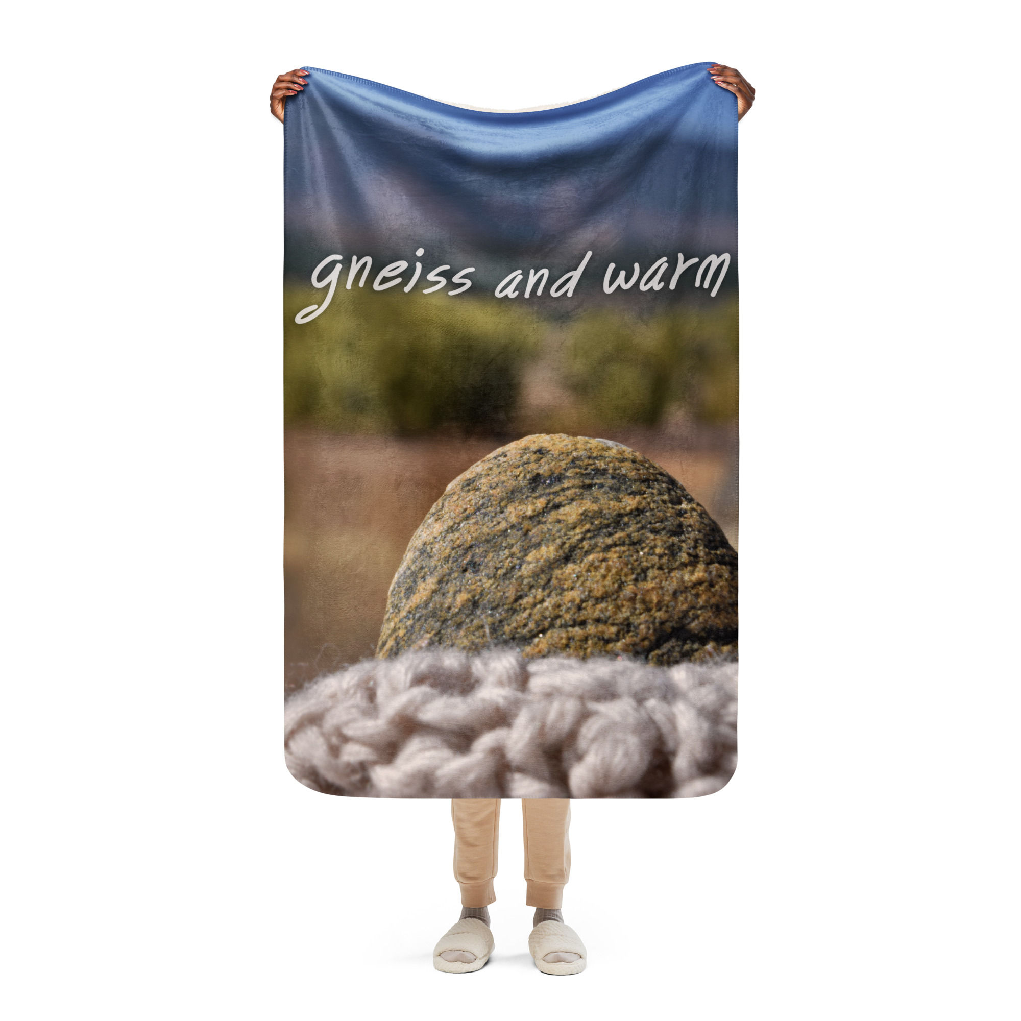 Gneiss and Warm Sherpa Blanket - Geology Pun Throw Blanket