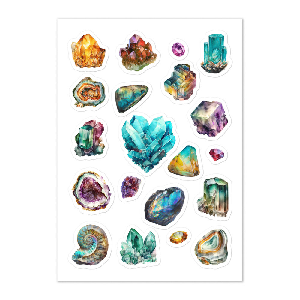 Crystal Stickers w/ Gemstones & Minerals
