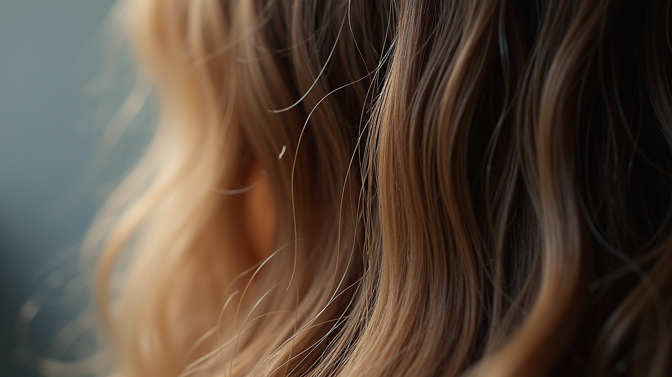 Close-up view of hair strands showing natural volume