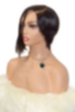 Black Straight high low 14inch normal closure Italian wig