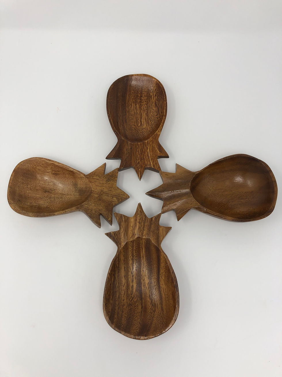 Handcarved Wooden Pineapple Dishes (Set of 4)