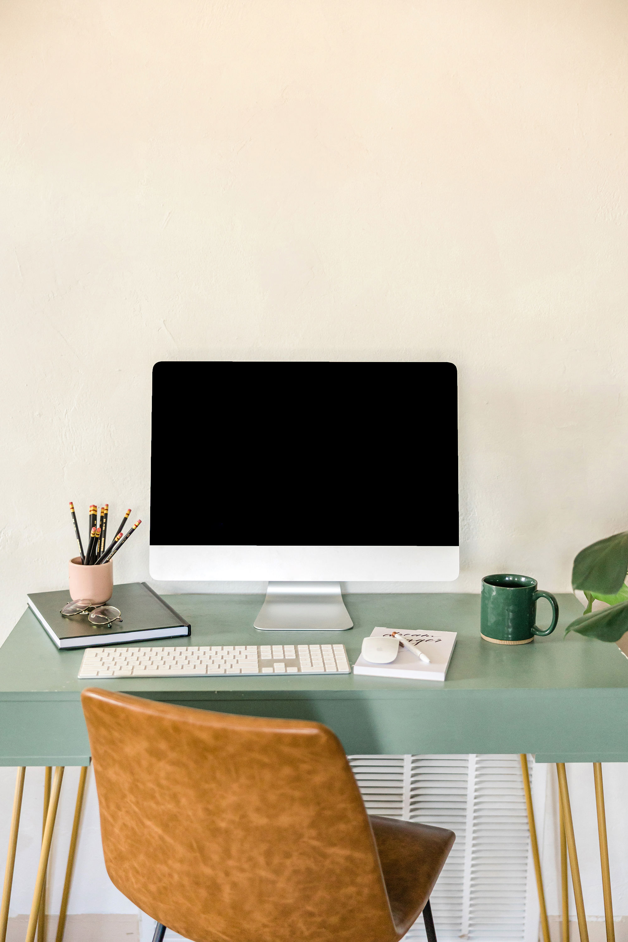 Woman's hands with notebook and computer
