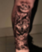 Illustrative wolf tattoo