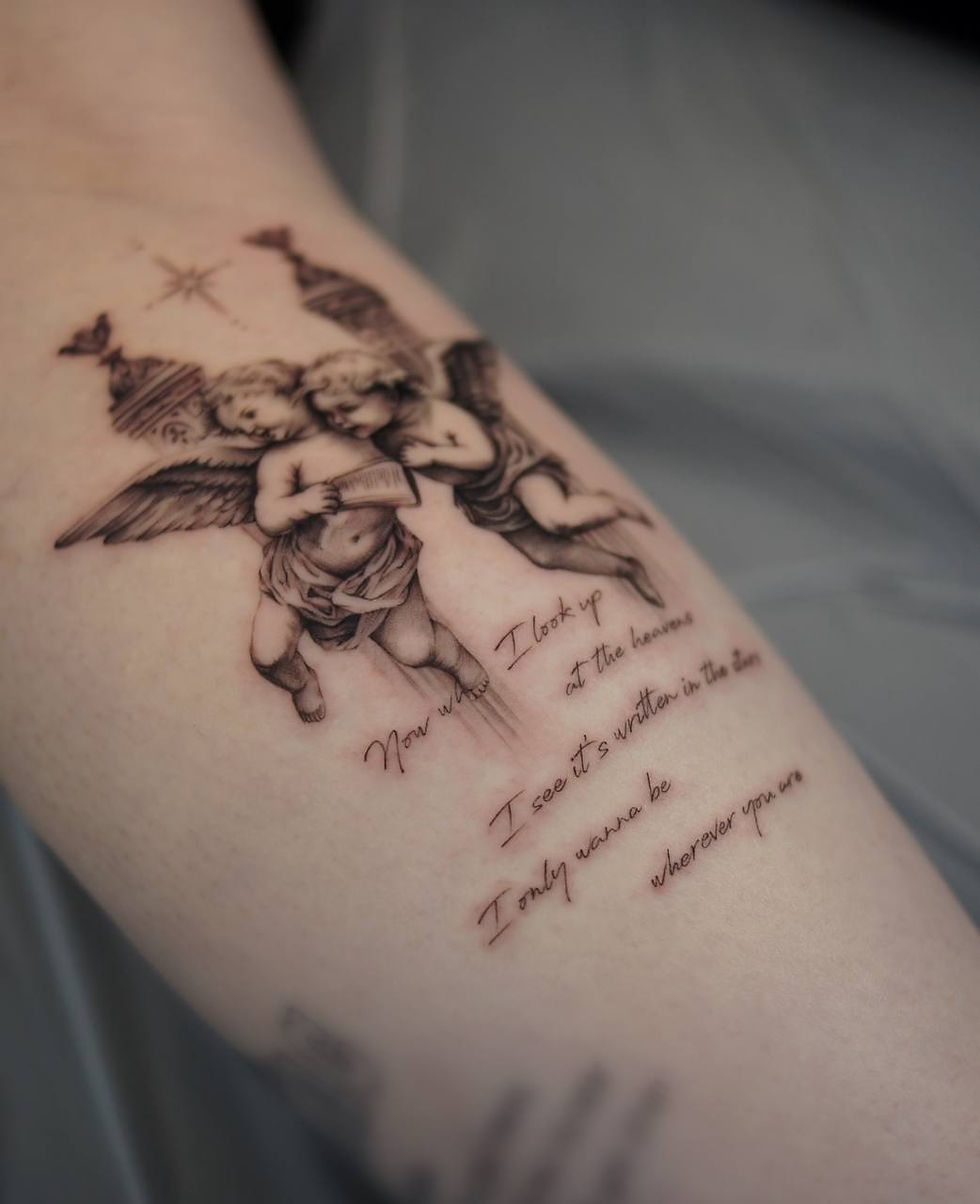 Fine line script tattoo