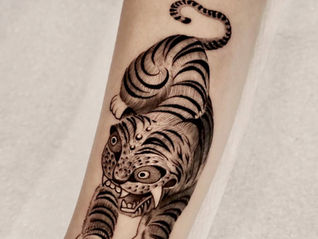 Korean tiger tattoo ideas for your next tattoo at Hon tattoo studio