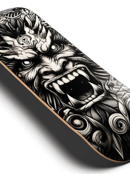 Custom Asian Goblin Design on  Skateboard