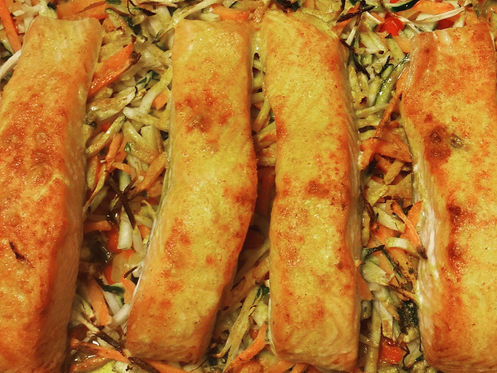 Saumon au curcuma et sa julienne