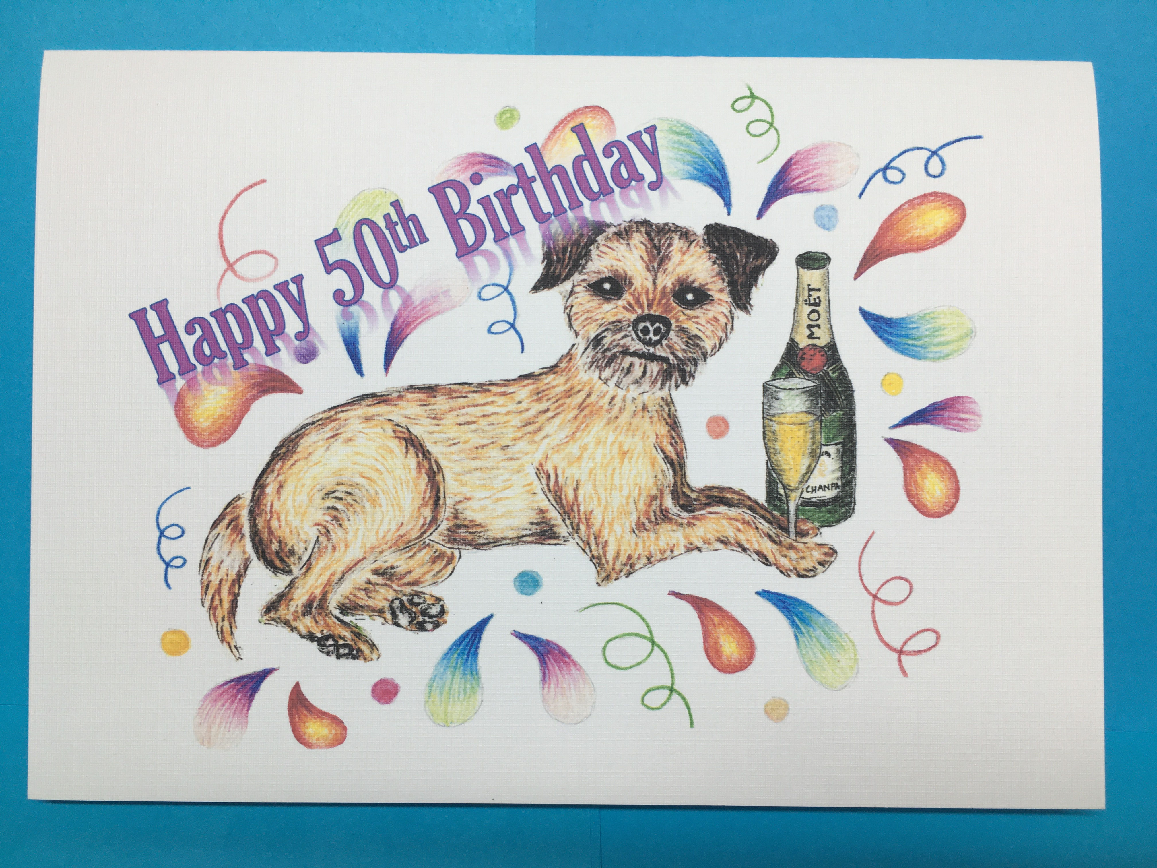 Glass of Moet - 50th Birthday Card