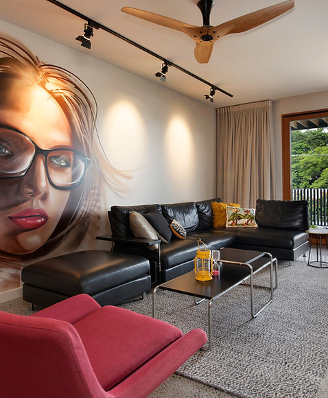 Paddington House Brisbane urban mid century modern design with mural wall