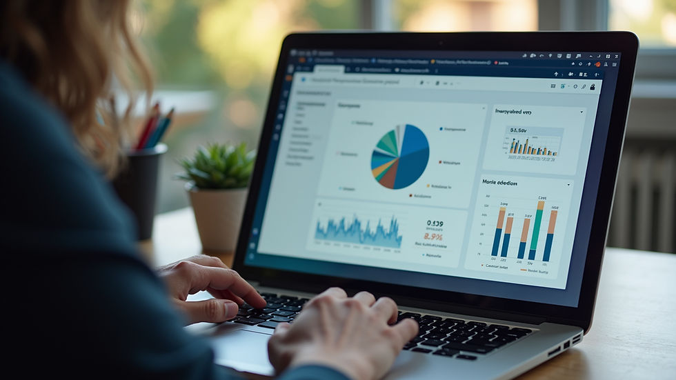 Eye-level view of a laptop screen showing a digital marketing dashboard